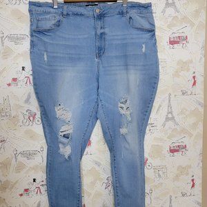 24W Skinny Distressed Wax Jean Plus Size Jeans
